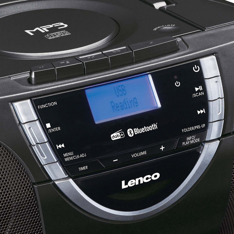 Lenco Bærbar DAB+ og FM-radio med CD-kassett og Bluetooth® Svart