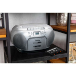 Lenco Bærbar FM-radio CD-kassettspiller Sølv