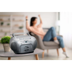 Lenco Bærbar FM-radio CD-kassettspiller Sølv