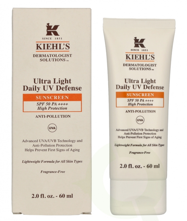 Kiehl\'s D.S. Ultra Light Daily UV Defense Sunscreen SPF50 60 ml Anti-Pollution for alle hudtyper