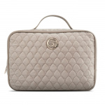 Gillian Jones bosmetic Bag i beige velur med 2 rom