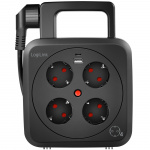 LogiLink Kabeltrommel 5 meter 4 jordede stikkontakter + USB-A/USB-C 20W IP20