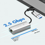 LogiLink USB-A/USB-C -> 2,5 Gigabit nettverksadapter RJ45