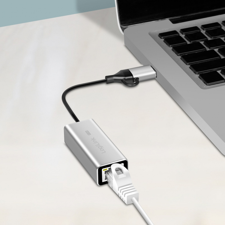LogiLink USB-A/USB-C -> 2,5 Gigabit nettverksadapter RJ45