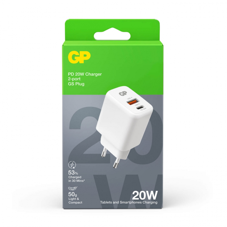 GP Wall Charger WM2B PD 20W USB-A + USB-C GP Wall Charger WM2B PD 20W USB-A + USB-C