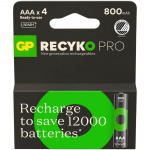 GP Batteri Recyko Pro NiMH AAA HR03 800mAh 4-Pakning GP Batteri Recyko Pro NiMH AAA HR03 800mAh 4-Pakning