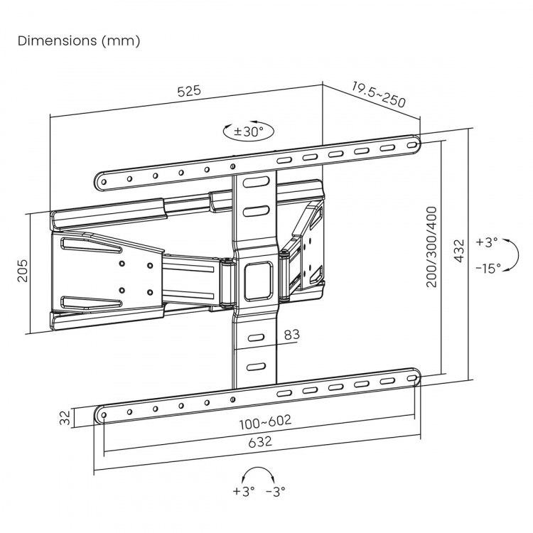 Nedis Full Motion TV Veggfeste | 43 - 90 