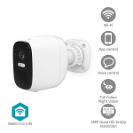 Nedis SmartLife Utendørs kamera | Søkelys | 4MP Quad HD 1440p / 2560x1440 | IP66 | Maks. batteri levetid: 10 Måned | Cloud Storage (valgfritt) / microSD (ikke inkludert) | 5 V DC | Med bevegelses sensor | Nattsyn | Hvit Nedis SmartLife Utendørs kamera | Søkelys | 4MP Quad HD 1440p / 2560x1440 | IP66 | Maks. batteri levetid: 10 Måned | Cloud Storage (valgfritt) / microSD (ikke inkludert) | 5 V DC | Med bevegelses sensor | Nattsyn | Hvit