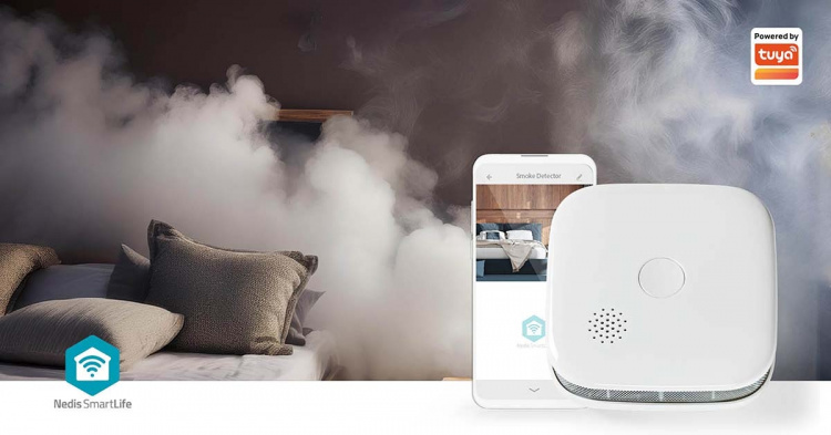 Nedis SmartLife Røykvarsler | Wi-Fi | Batteri drevet | Sensorlivssyklus: 10 år | EN 14604 | Maks. batteri levetid: 24 Måned | 85 dB | Hvit | 1 stk
