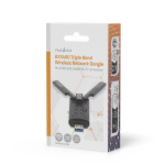 Nedis Network Dongle | Wi-Fi | AX5400 | 2.4/5/6 GHz (Triple Band) | USB3.0 | Wi-Fi hastighet totalt: 5400 Mbps | Windows 10 / Windows 11