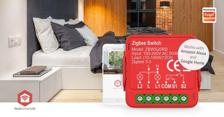 Nedis SmartLife Innebygd Modul | Dobbel bryter | 2 x 100 W | Terminalforbindelse | App tilgjengelig for: Android™ / IOS