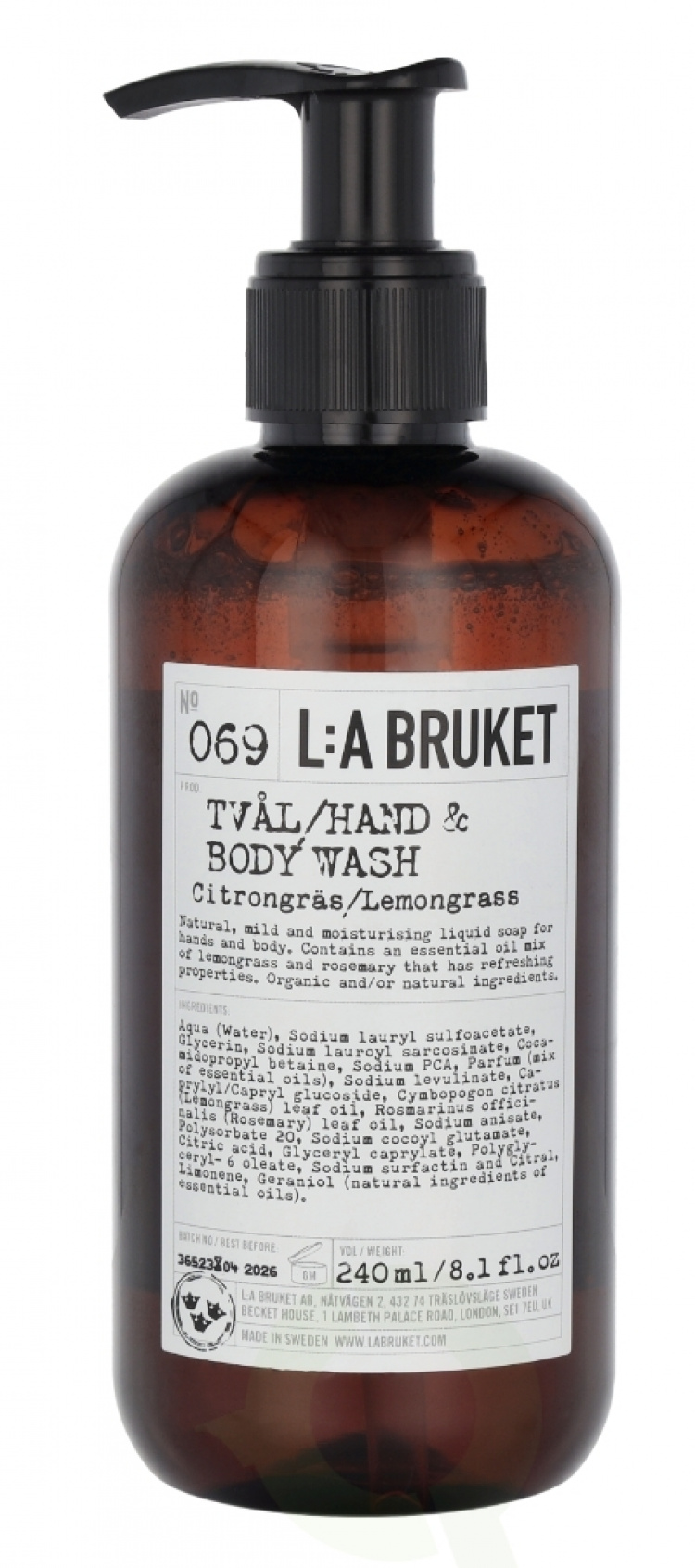 La Bruket L:A Bruket Body Wash 240 ml No.069 Lemongrass