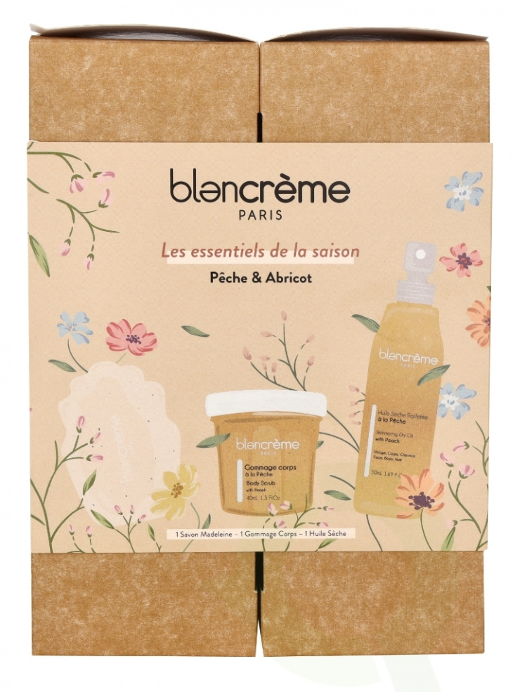 Blancreme Season Essentials Set - Fersken og aprikos 160 ml tørr olje 50 ml/såpe 70 g/kroppsskrubb 40 ml