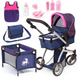 Bayer Dolls Pram Mega Set - Navy (18354AC)