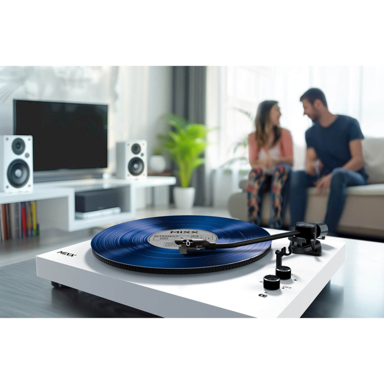 MIXX Platespiller Vinyl Inkl. Høyttalere System 5 Stereo Hvit