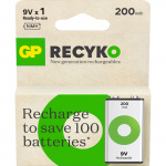GP Batteri Recyko NiMH 9V 200mAh 1-Pakning GP Batteri Recyko NiMH 9V 200mAh 1-Pakning