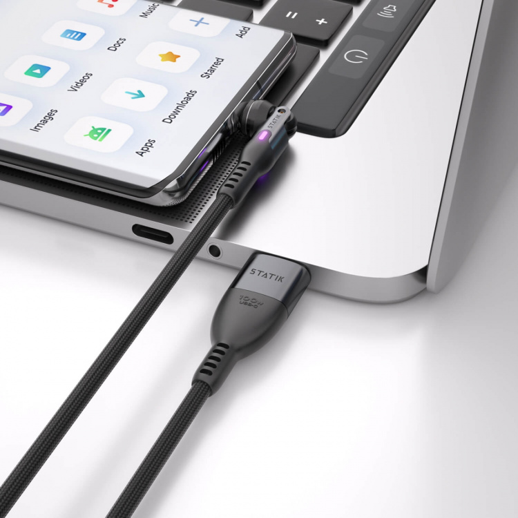 STATIK Kabel PowerPivot Pro Nylonflettet USB-C Til USB-C Svart 1m