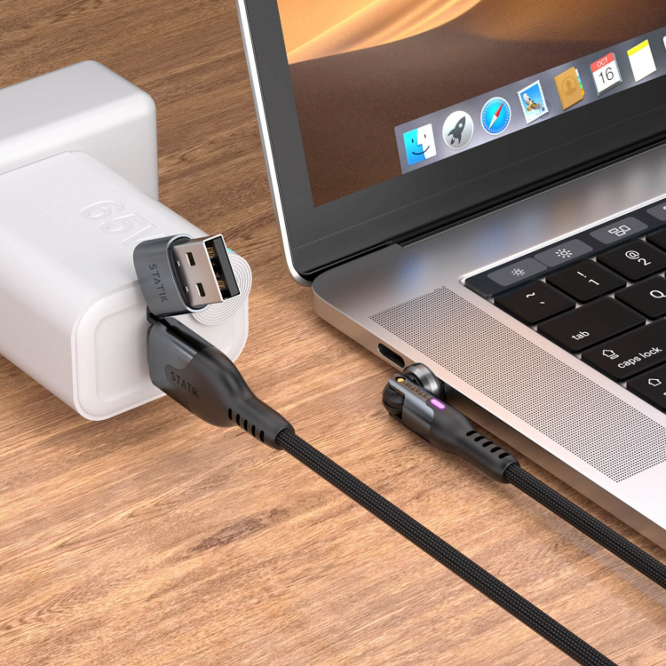 STATIK Kabel PowerPivot Pro Nylonflettet USB-C Til USB-C Svart 1m