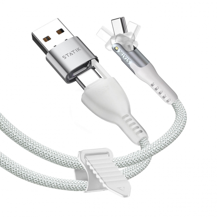STATIK Kabel PowerPivot Pro Nylonflettet USB-C Til USB-C Hvit 1 m