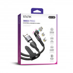 STATIK Kabel 360 Pro Magnetisk Spiss USB-C/Lightning/MicroUSB Svart 1 m
