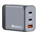 Verbatim - GNC-65 GaN-lader med 3 porter og 65 W USB-A/USB-C