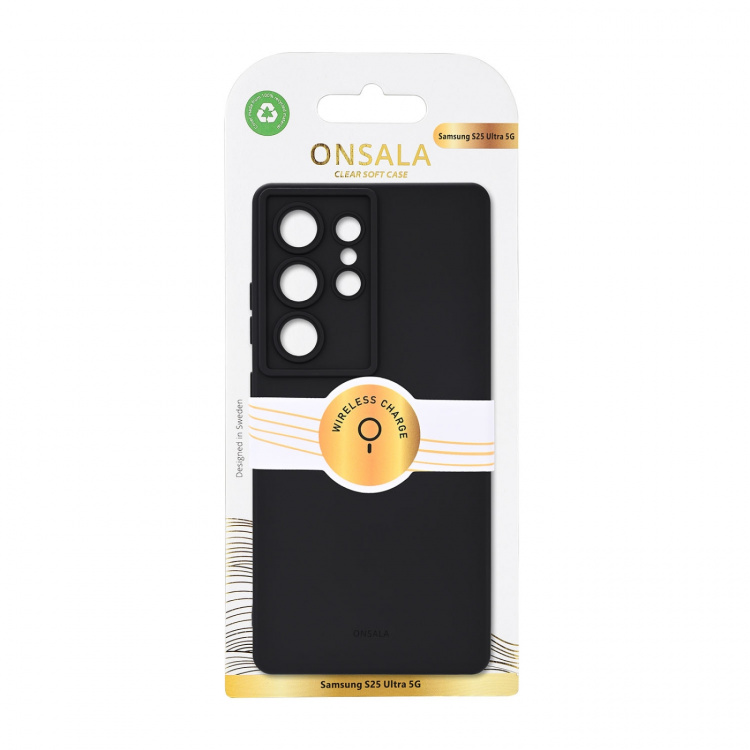 Onsala Mobildeksel Samsung S25 Ultra 5G Bakside med Silikonfølelse Resirkulert Svart Onsala Mobildeksel Samsung S25 Ultra 5G Bakside med Silikonfølelse Resirkulert Svart