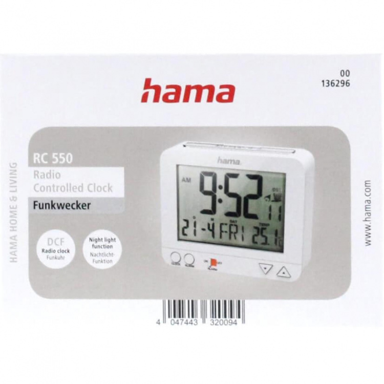 Hama Vekkerklokke RC550 Radio Hvit