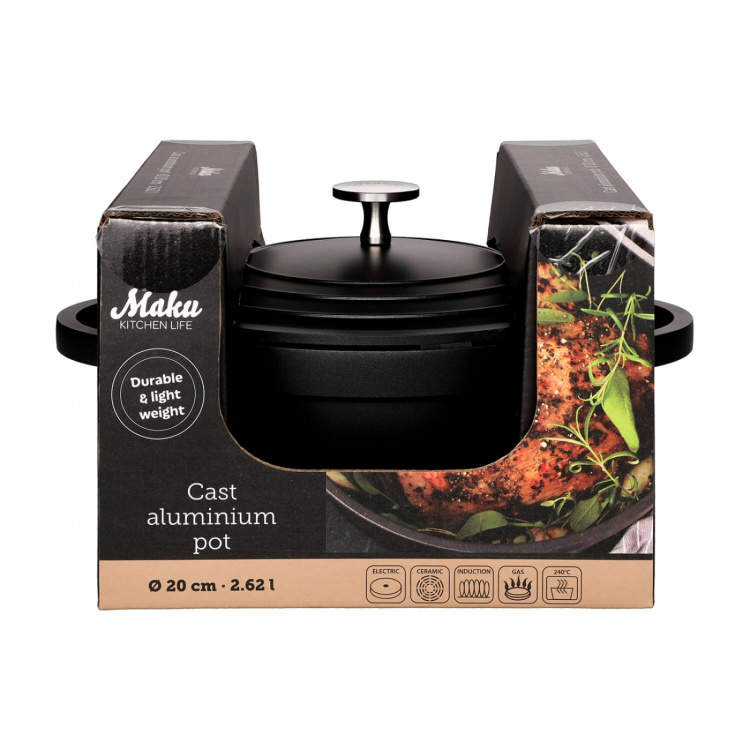 Maku Gryte Støpt Aluminium 20cm Svart