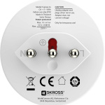 SKROSS Travel adapter Europe to Switzerland + Italy + Brazil - For 2- and 3-pole devices (grounding or Euro-plug)