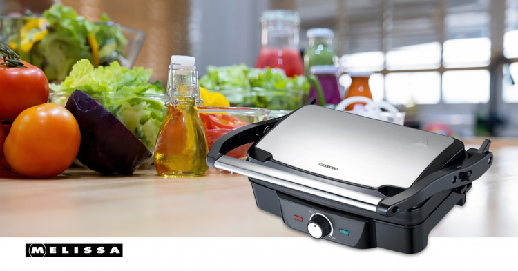 MELISSA Panini / bordgrill 1600W Svart / rustfritt stål topphus