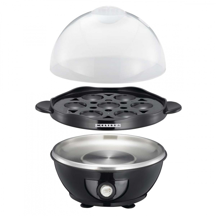 MELISSA Eggkoker 7 egg med gjennomsiktig knapp 360W Svart MELISSA Eggkoker 7 egg med gjennomsiktig knapp 360W Svart
