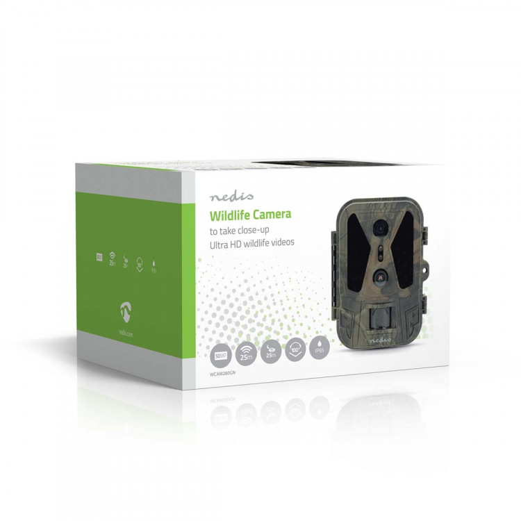 Nedis Wildlife Kamera | 4K@10fps | 50 MPixel | 8 MPixel CMOS | IP65 | Svart No-Glow IR | Nattsyn | Betraktningsvinkel: 100 ° | Bevegelsessensor | Deteksjonsvinkel: 120 ° | Deteksjonsområde: 25 m | Skjermstørrelse: 2.4  Nedis Wildlife Kamera | 4K@10fps | 50 MPixel | 8 MPixel CMOS | IP65 | Svart No-Glow IR | Nattsyn | Betraktningsvinkel: 100 ° | Bevegelsessensor | Deteksjonsvinkel: 120 ° | Deteksjonsområde: 25 m | Skjermstørrelse: 2.4