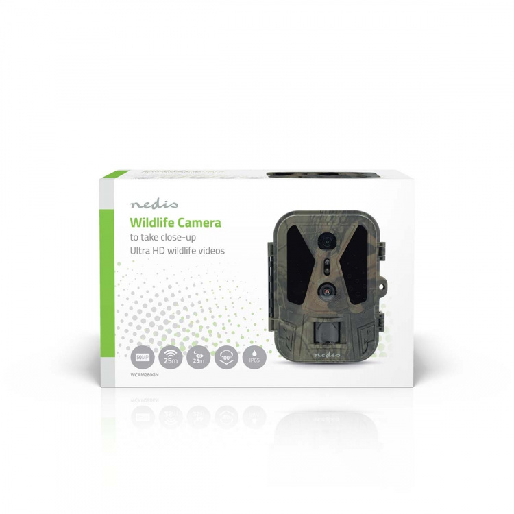 Nedis Wildlife Kamera | 4K@10fps | 50 MPixel | 8 MPixel CMOS | IP65 | Svart No-Glow IR | Nattsyn | Betraktningsvinkel: 100 ° | Bevegelsessensor | Deteksjonsvinkel: 120 ° | Deteksjonsområde: 25 m | Skjermstørrelse: 2.4  Nedis Wildlife Kamera | 4K@10fps | 50 MPixel | 8 MPixel CMOS | IP65 | Svart No-Glow IR | Nattsyn | Betraktningsvinkel: 100 ° | Bevegelsessensor | Deteksjonsvinkel: 120 ° | Deteksjonsområde: 25 m | Skjermstørrelse: 2.4