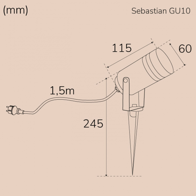 Llitt Sebastian Ground spotlight GU10 Maks. 35W 230V IP65 Antracitt