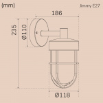 Llitt Jimmy Veggarmatur E27 sokkel IP44 Antracitt
