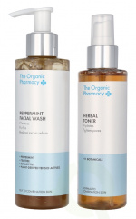 The Organic Pharmacy Hydra Cleanse Set 350 ml Peppermint Face Wash 200 ml/Herbal Toner 150 ml