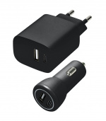 Speedlink Vegg- og billadersett USB-A og USB-C 15W, svart
