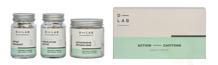 D-Lab Nutricosmetics D-Lab Action Capitions Set 3 deler Circulation Active 28 caps/Activateur De Metabolisme 28 caps/Detox Drainaint 28 caps