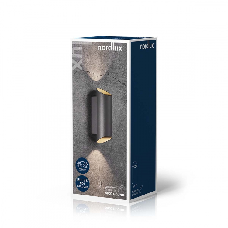 Nordlux Nico Round 22 Vegglampe Svart