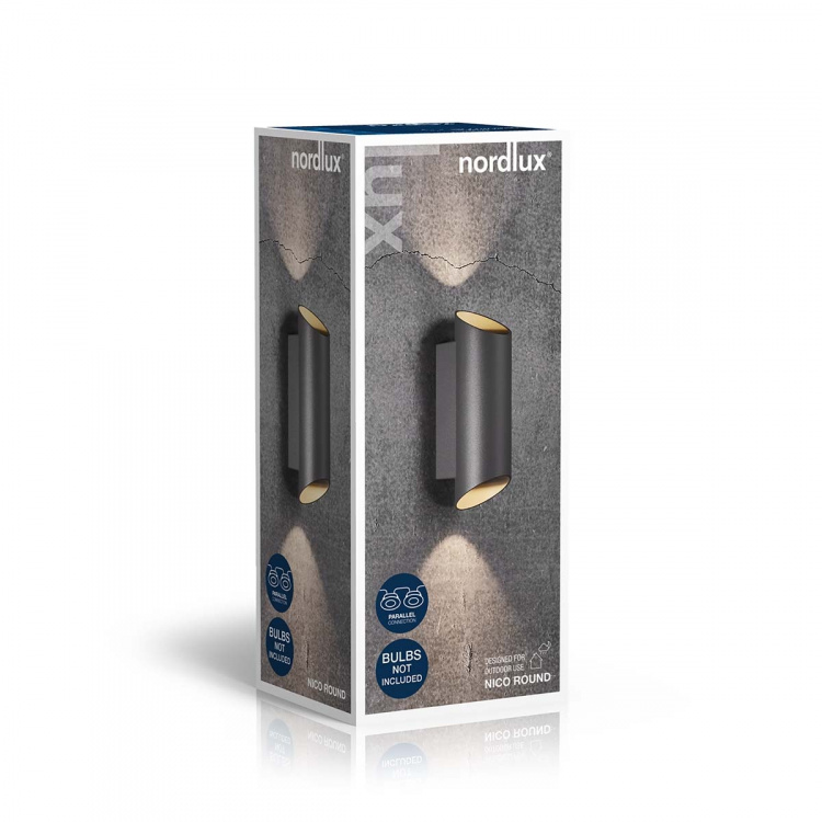 Nordlux Nico Round 22 Vegglampe Svart