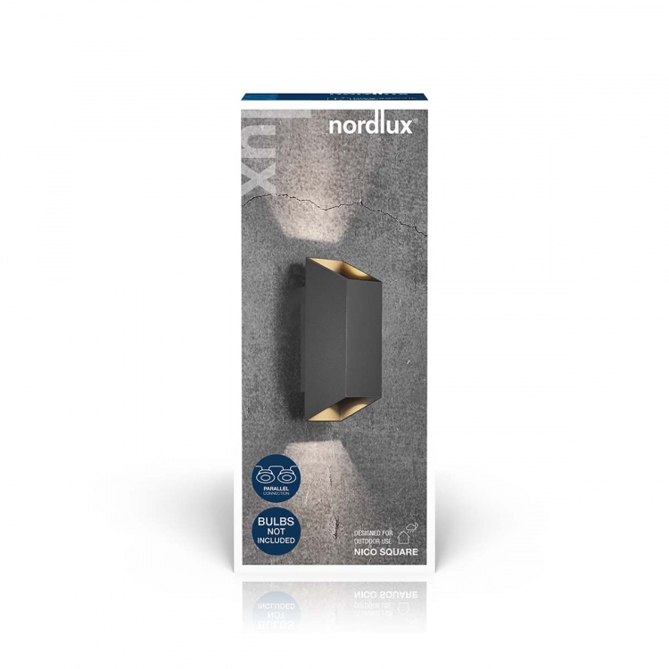Nordlux Nico Square 22 Vegglampe Svart