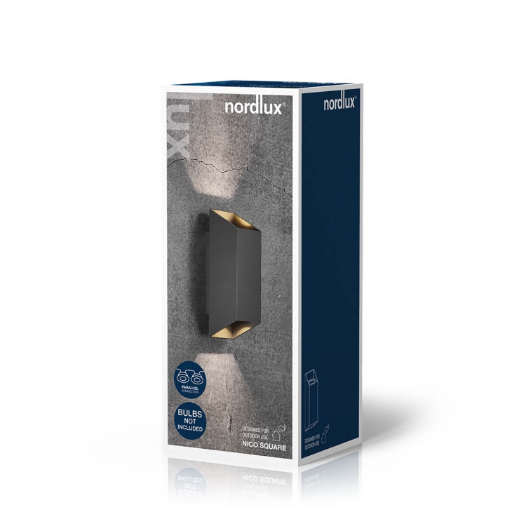 Nordlux Nico Square 22 Vegglampe Svart