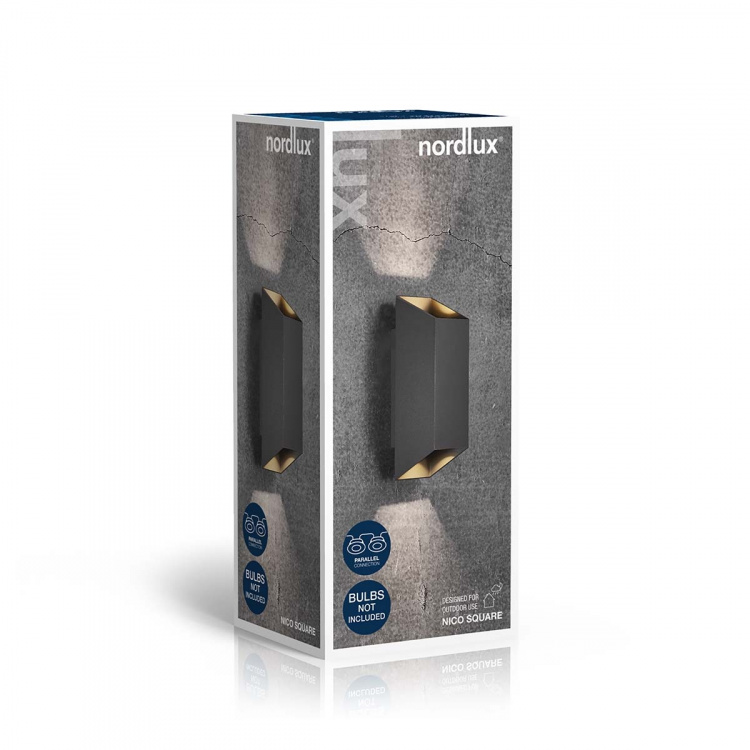 Nordlux Nico Square 22 Vegglampe Svart