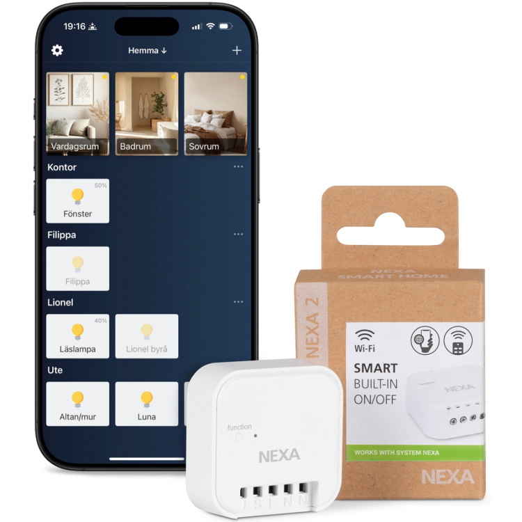 Nexa WBR-01 Innebygd smart mottaker av/på 1800W-system Nexa 2 WiFi/433