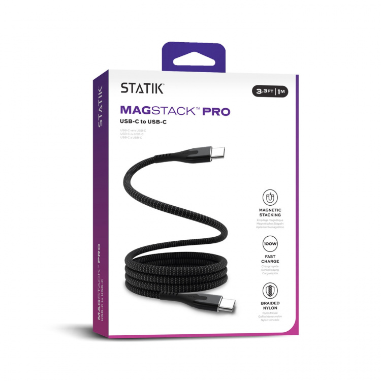 STATIK Magnetisk Kabel Magstack Pro USB-C Til USB-C Svart 1m