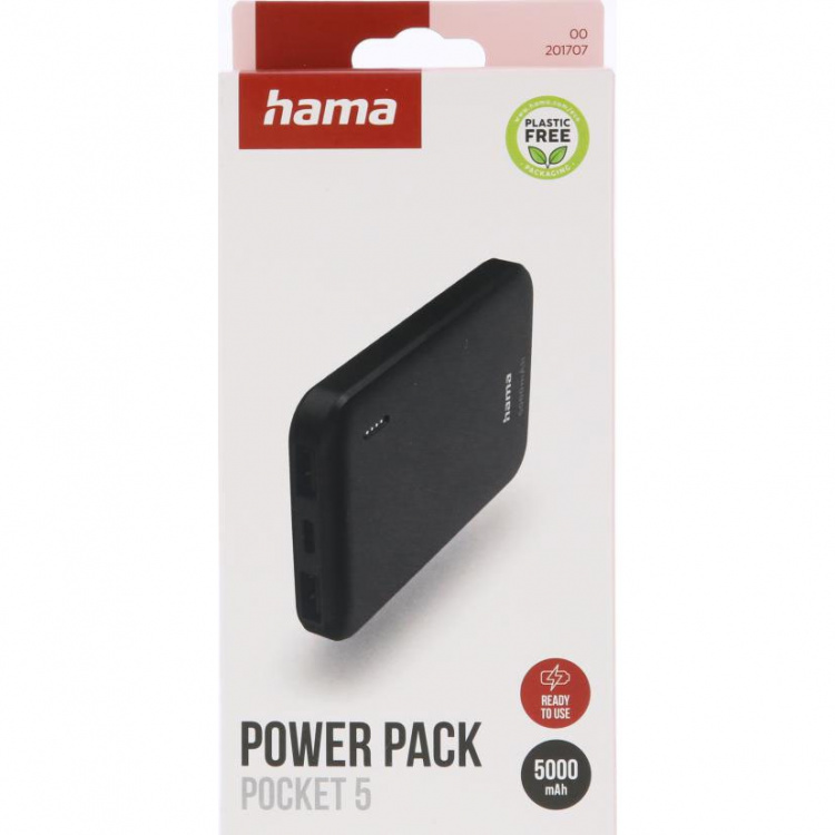 Hama Powerbank 5000mah 2xUSB-A Antrasitt