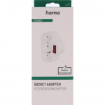 Hama Stikkontakt Adapter 3-Way Med Bryter Adapter Hvit
