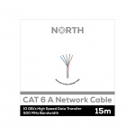 North Nettverkskabel Cat6A UTP Hvit 15m kontaktløs Solid 10Gb/s 500MHz 26awg CM North Nettverkskabel Cat6A UTP Hvit 15m kontaktløs Solid 10Gb/s 500MHz 26awg CM