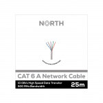 North Nettverkskabel Cat6A UTP Hvit 25m kontaktløs Solid 10Gb/s 500MHz 26awg CM North Nettverkskabel Cat6A UTP Hvit 25m kontaktløs Solid 10Gb/s 500MHz 26awg CM