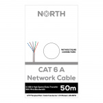 North Nettverkskabel Cat6A UTP Hvit 50m kontaktløs Solid 10Gb/s 500MHz 26awg CM North Nettverkskabel Cat6A UTP Hvit 50m kontaktløs Solid 10Gb/s 500MHz 26awg CM